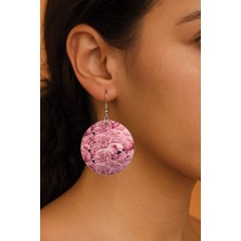 Nurdic Kadın Küpe Desenli Stilist Kancalı 3.5X5CM Yuvarlak Şeffaf Küpe Flamingo Pattern