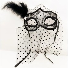 MCM Group Siyah Puantiyeli Duvaklı Incili Parti Maskesi