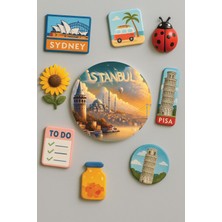 Nurdic Modern ve Dekoratif Yuvarlak Buzdolabı Magneti Magnet Büyük Boy 10X10 cm - 3D Istanbul