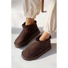 Solario Oslo Mini Süet Yarım Bot Içi Tüylü Kalın Taban Kadın Ayakkabı