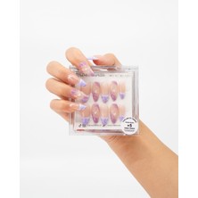 Takma Takma 15'li Mor Uzun Badem TT1381 Tekrar Kullanılabilir El Yapımı Protez Takma Tırnak - Mor-XS