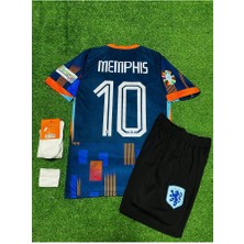 Hollanda Euro 2024 Memphis Depay Deplasman Çocuk Forması 4'lü Set