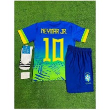 Brezilya 2024/25 Yeni Sezon Neymar Jr Çocuk Konsept Forması 4'lü Set (Maviyeşil)