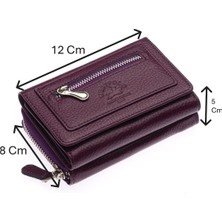 Westpolo Saxa Kağıt Para ve Bol Kart Bölmeli Hakiki Deri Kadın Kartlık Cüzdan - Mürdüm