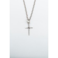 IDR Minimal Haç Gümüş Kaplama Düz Zincir Kolye
