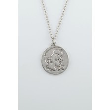 IDR Che Guevara Madalyon Gümüş Kaplama Düz Zincir Kolye