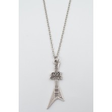 IDR Ozzy Osbourne Elektro Gitar Gümüş Kaplama Düz Zincir Kolye