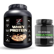Zax Nutrition Whey Protein 900 G Cookie + Creatine Monohydrate 150 G – Kas Kütlesi, Güç ve Performans Artırıcı Sporcu Takviye Seti