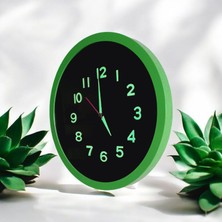 Bahat Fosforlu Kabartma Rakam Yeşil Siyah Salon Duvar Saati Çap 30 cm