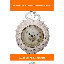 Letsii Tavuskuşu Tasarımlı Şık Duvar Saati 70X50 cm