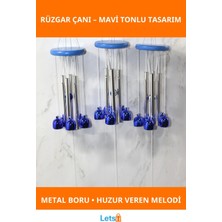 Letsii Mavi Metal Rüzgar Çanı Nazarlık ve Mistik Sembollerle Süslenmiş Bahçe Dekorasyonu