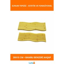 Letsii Dalgalı Çift Taraflı Ahşap Sunum Tepsisi 39X15 cm