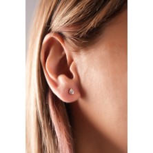 Sunshine 925 Ayar Gümüş Gold Kaplama Damla Tektaş Küpe