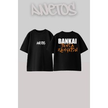 Anetos Bankai Tasarım Sırt Baskılı Pamuk Siyah Oversize T-Shirt