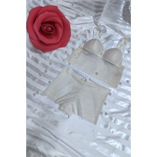 Aysemin Bordo Büstiyer Boxer Iç Çamaşır Takımı Dantel Desenli Light Pad Telsiz Yumuşak Pedli