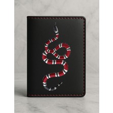 Nurdic Ruhsat Koruyucu Baskılı Kart Bölmeli Siyah Vinlex Deri Ruhsat Kabı Kılıfı Italian Snake