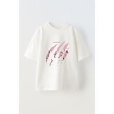 Anetos Black Pink 1 Baskılı Ünisex Pamuk Beyaz Oversize T Shirt
