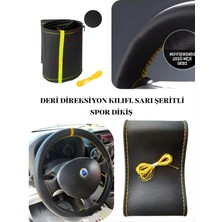 Peugeot 406 Deri Direksiyon Kılıfı Prime Kalite, Sarı Yüzüklü Spor Dikiş