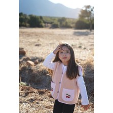 Kiraz Official Kiraz Nakışlı Pembe Teddy Bebek Çocuk Yeleği