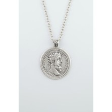 IDR Roma Parası Sikke Gümüş Kaplama Düz Zincir Kolye