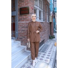 Nisum Moda Bağcıklı Süet Pantolonlu Takım