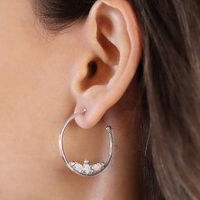 Necati Gün Halka Opal Taşlı Gümüş Küpe