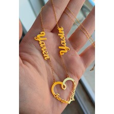 Özgür Takı 925 Ayar Gümüş 24 Ayar Altın Kaplama 4 Isimli Kolye