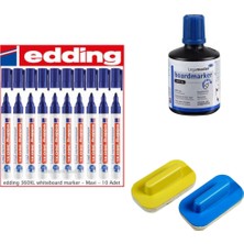 Edding Gezginler Kırtasiye  EDDİNG10 Adetmavi T.kalem+2 Adet Silgi+T. Mürekkebi Mavi
