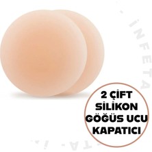 İnfeta 2 Çift Silikon Göğüs Ucu Kapatıcı Yapışkanlı Ten Rengi Meme Ucu Kapatıcı