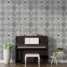 Dreamwall Siyah Çini Desenli Duvar Kağıdı -Isı ve Ses Yalıtımı Yırtılmaz