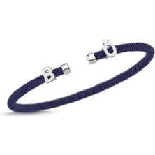 Necati Gün Kişiye Özel Harfli Lacivert-Gümüş Erkek Bilekliği