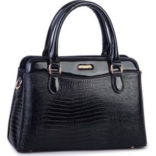 Nas Bag Şık  Kadın Midi El ve Omuz Çanrası Siyah Lazer