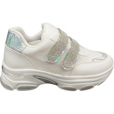 Ventes 928315Z 5 cm Topuk Boyu Ortopedik Bantlı Günlük Kadın Simli Sneaker Ayakkabı