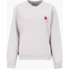Lee Cooper O Yaka Düz Bej Kadın Sweatshırt 261 Lcf 241010 Danıela Bej
