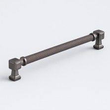 Badem10 Talas Soft Füme 224 mm Tırtıklı Metal Kulp Kapak Kulpu Dayanıklı Kulpları Mobilya Çekmece Dolap