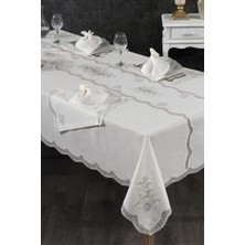 Çeyiz Diyarı Nazlı Fransız Dantelli Yemek Takımı - 25 Parça Krem