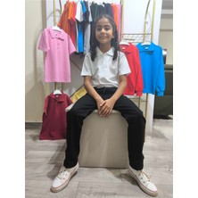 Şimo Butikunisex Çocuk Genç Polo Yaka Kısa Kol Okul Günlük Tişört, Nefes Alabilen Kumaş