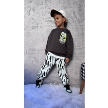 Cg Kids Milo Zebra Desenli Erkek Çocuk 3 Iplik Alt Üst Takım Süper Kalite Kumaş