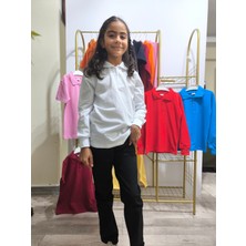 Şimo Butikunisex Çocuk Genç Polo Yaka Uzun Kol Okul Günlük Tişört, Nefes Alabilen Kumaş
