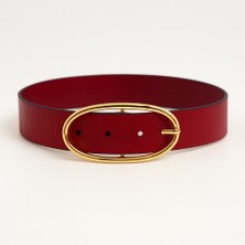 Uccello Oval Tokalı Deri Görünümlü Kadın Kemer