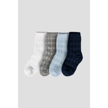 Defne Baby 4 Çift Jakar Desenli Pamuklu Çocuk Soket Çorap