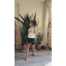 Şimo Butikkız Çocuk T-Shirt Pamuklu Yıldızlı Oversize Kısa