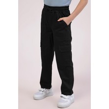 Dmb Mojo Erkek Çocuk 4-9 Yaş Lastikli Bel Kargo Cep Pantolon 7656 Siyah