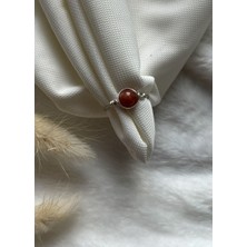 Pel Design Çilek Kuvars Taşı Gümüş Renk Ayarlanabilir Tel Yüzük