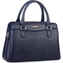 Nas Bag Şık  Kadın Midi El ve Omuz Çanrası Lacivert Victoria