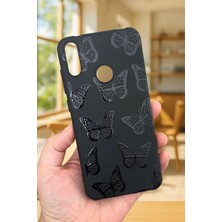 Vip Case Huawei Y6 2019 Uyumlu Siyah Kelebek Desenli Silikon Darbe Emici Klasik Korumalı Rubber Kılıf