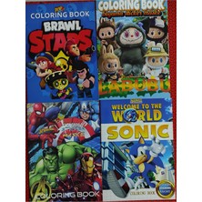 4 Adet Stickerli Boyama Kitabı (Brawlstars/labubub/sonic/süper Kahramanlar) AD555034