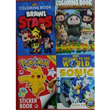 4 Adet Stickerli Boyama Kitabı (Brawlstars/labubub/sonic/pocemon) AD555033