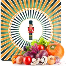 Decovetro Cam Kesme Tahtası ve Sunumluk Kare Christmas Fındıkkıran Desenli 30X30 cm