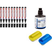 Gezginler Kırtasiye Edding 10 Adet Siyahtkalemi+ 2 Silgi+Mürekkep